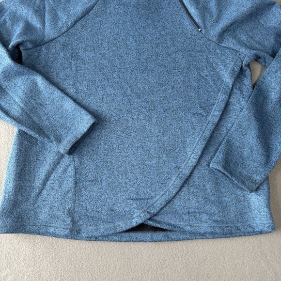 Aventura Clothing Harlow Zip Neck Top Blue Size Large Velvet Fleece Comfy Soft - Picture 5 of 16